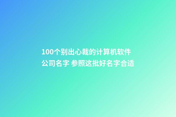 100个别出心裁的计算机软件公司名字 参照这批好名字合适